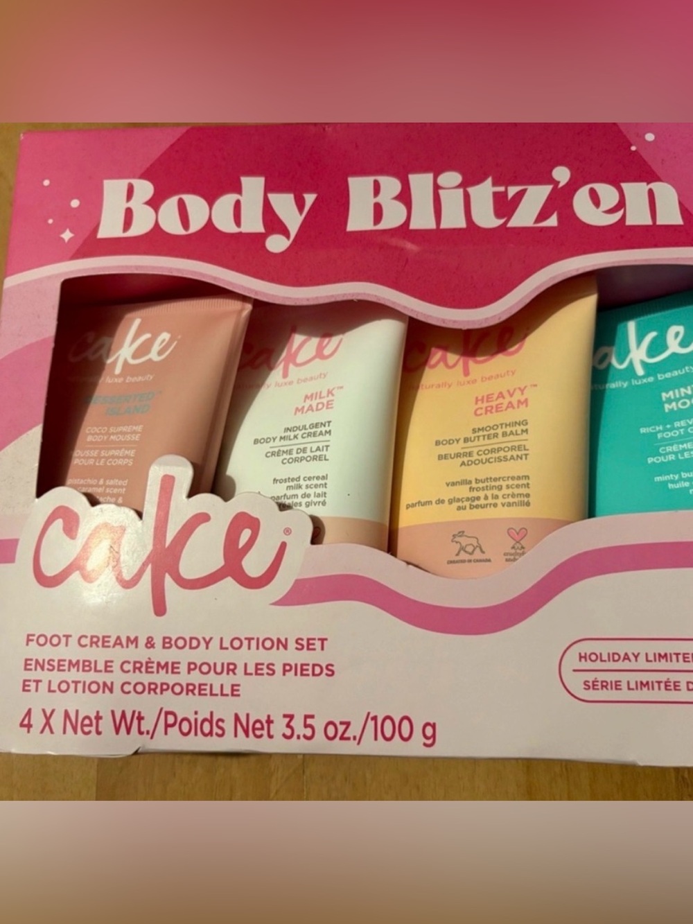 Cake Body Blitz'en Pink & Cream Foot Cream & Body Lotion Set